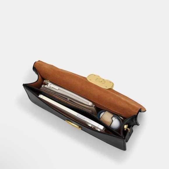 Coach Taupe Leather Crossbody Bag with Silver Chain - Picture 5 of 7